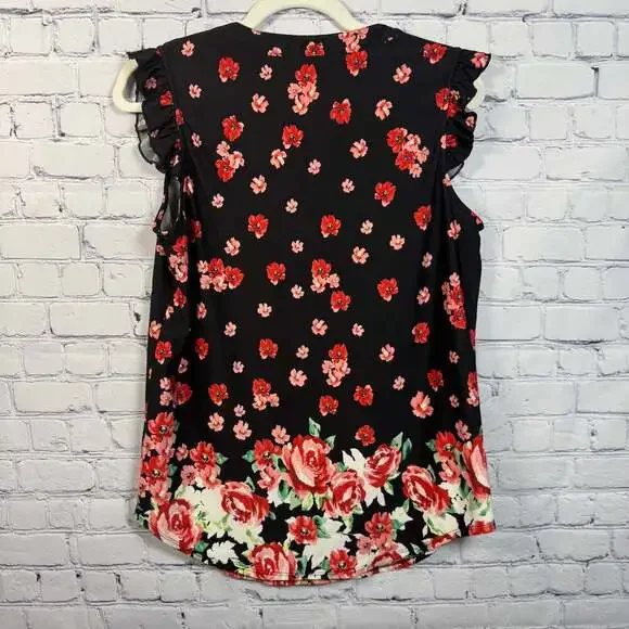Perception Concept Floral Sleeveless Blouse with Ruffled Neck - Picture 4 of 7
